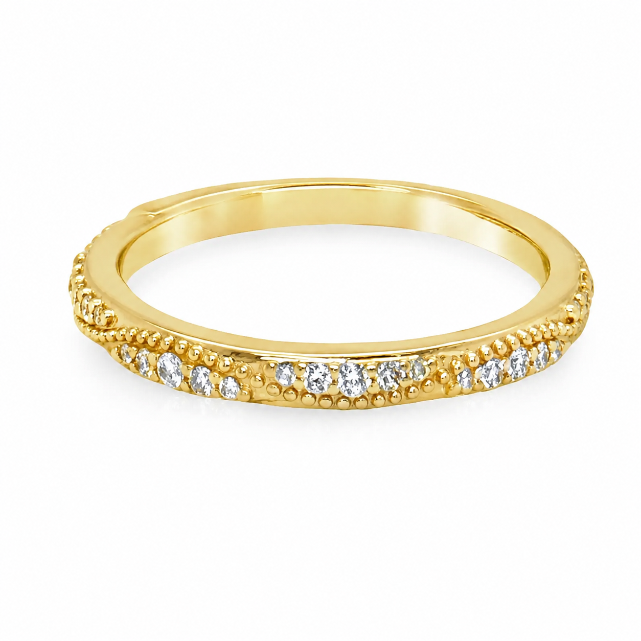 Diamond Half Band with Milgrain Twist