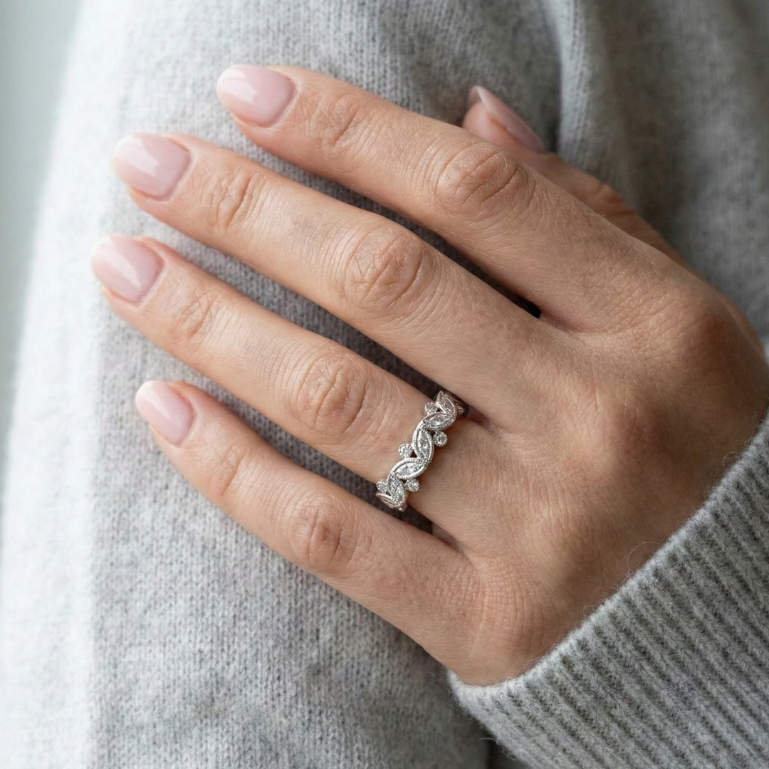 Diamond Floral Half Band with Milgrain 2.png