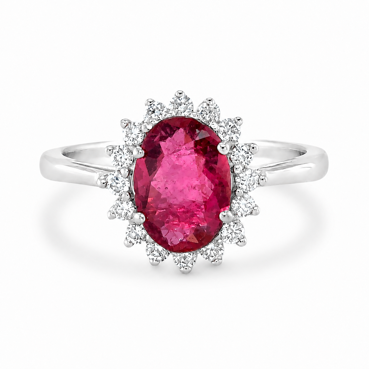 Pink Sapphire Halo Ring
