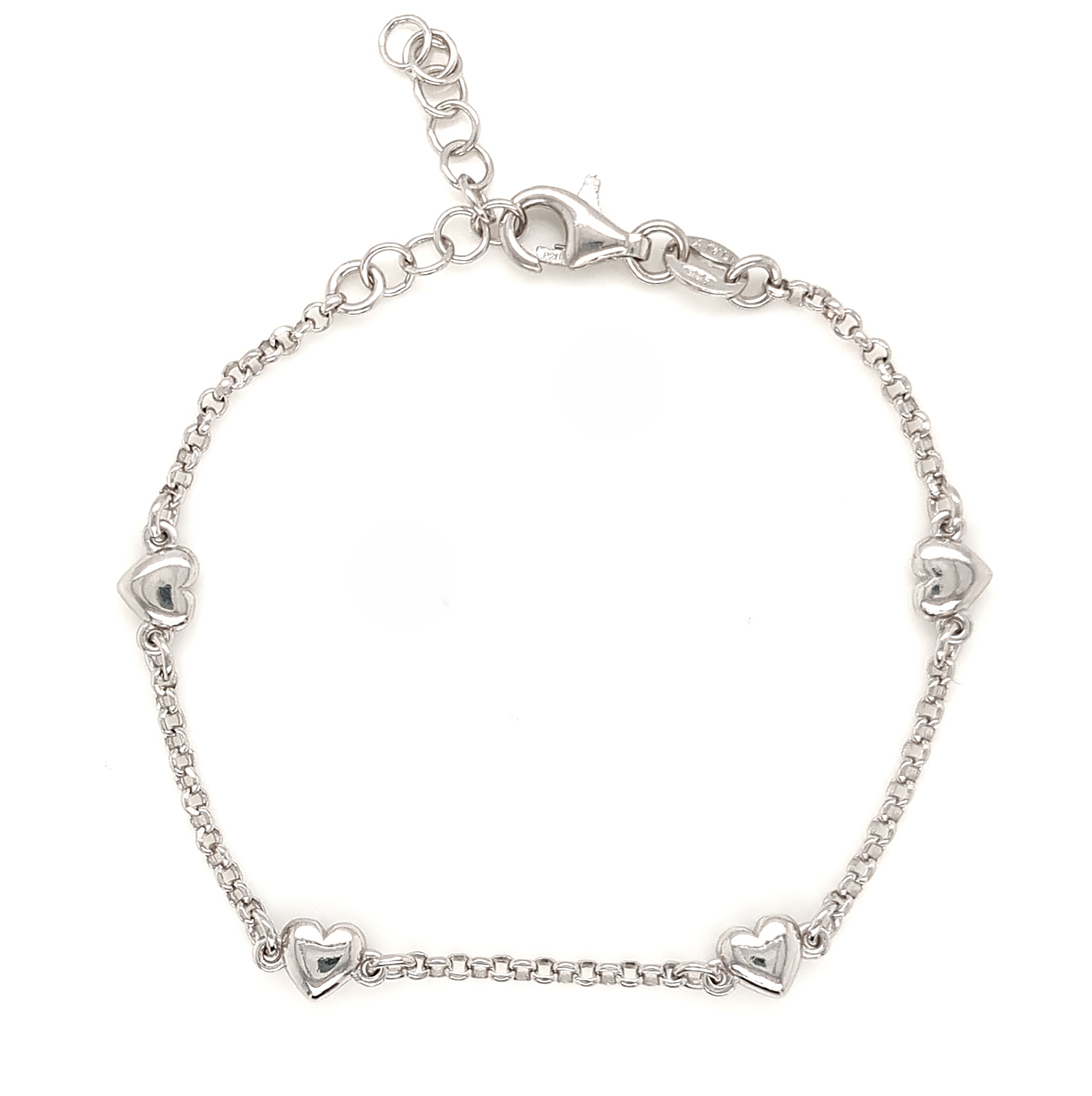 Puffed Heart Station Bracelet