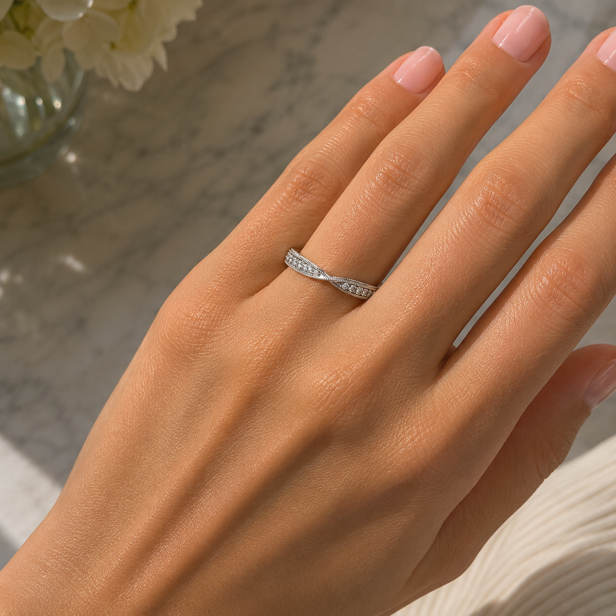 Graduated Crossed Diamond Half Band with Milgrain and Engraving 2.png