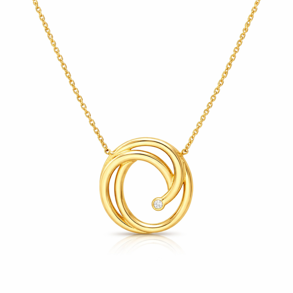 Swirl Necklace with Single Diamond