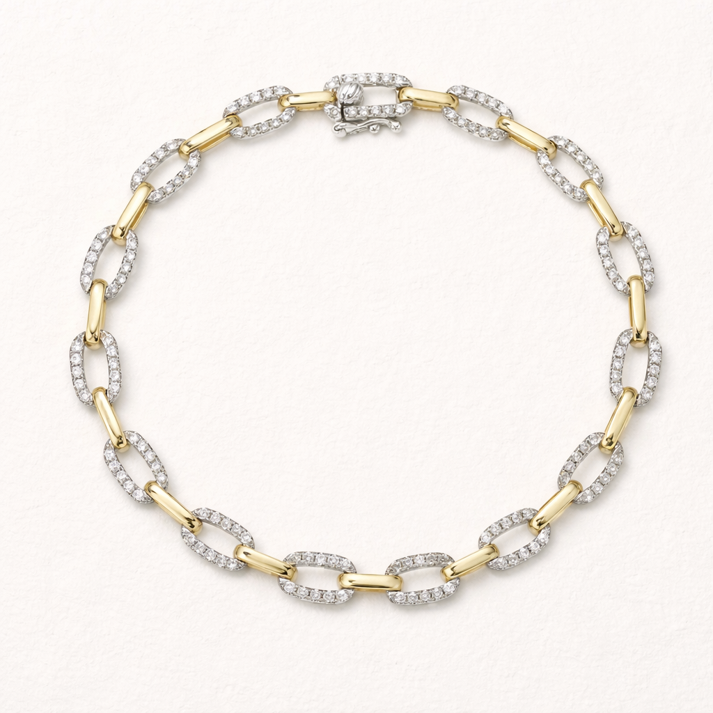 Two Tone Diamond Link Bracelet 7.png
