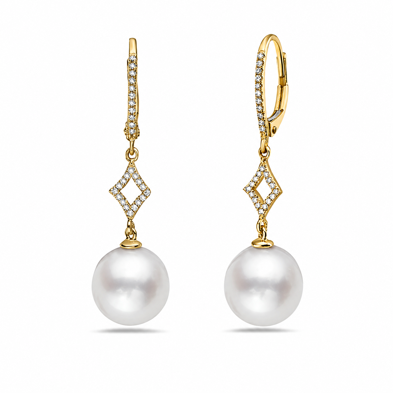 Pearl + Diamond Drop Earrings