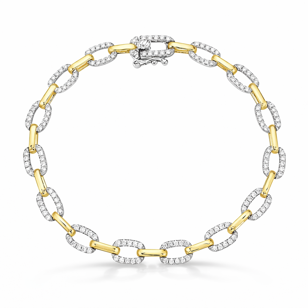 Two Tone Diamond Link Bracelet