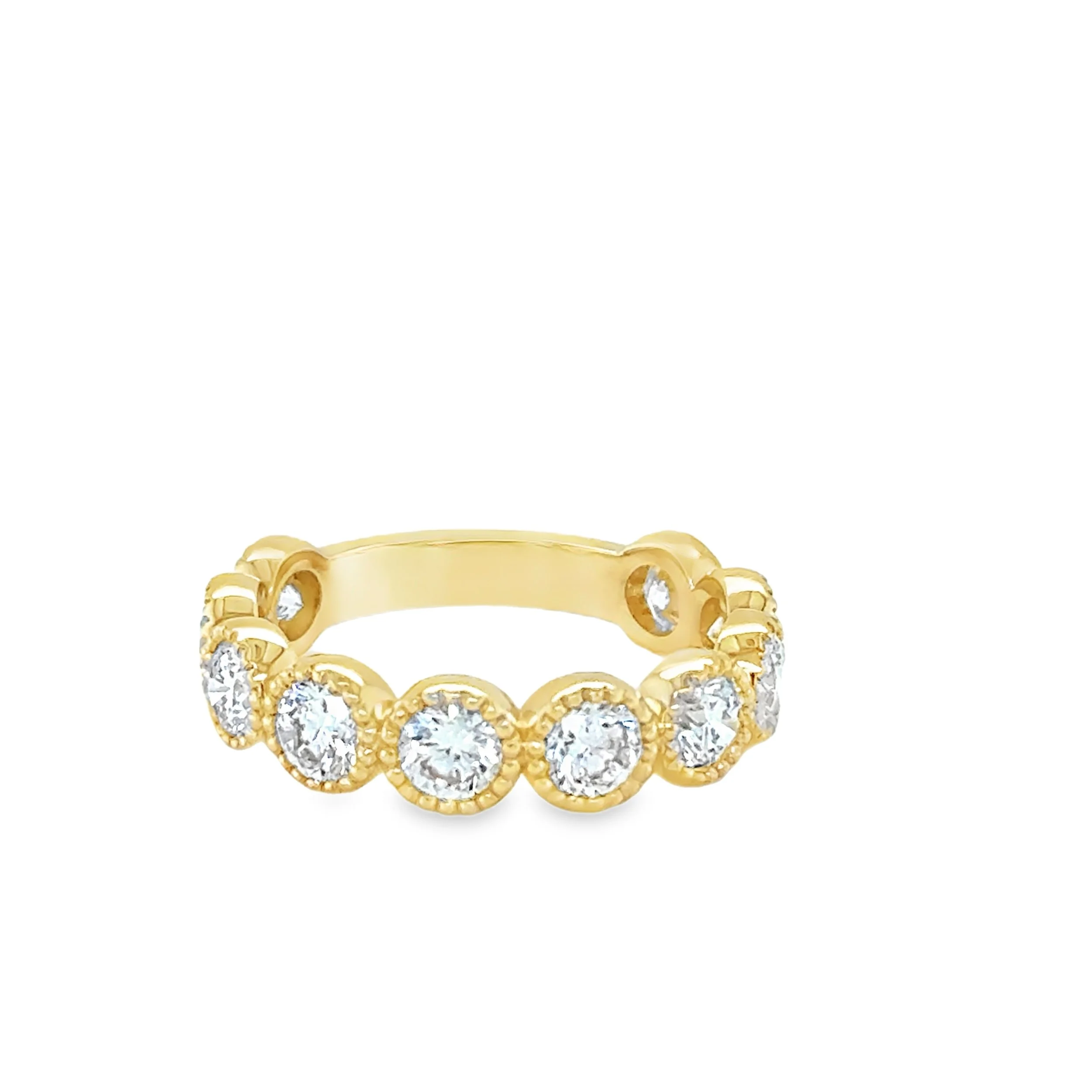 Lab Grown Bezel Set Ten Stone Band with Milgrain