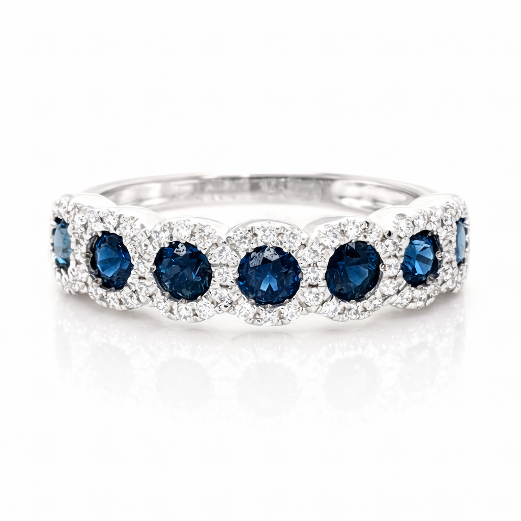 Seven Stone Sapphire Halo Band