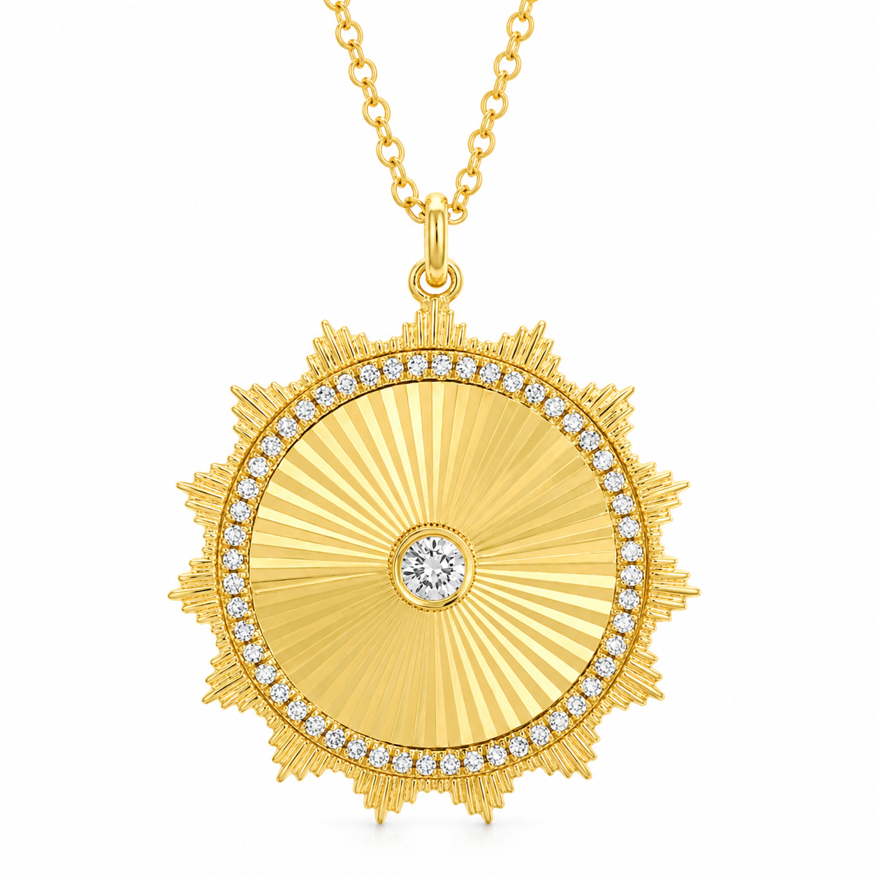 Fluted Pendant with Bezel Set Diamond + Diamond Halo 1.png