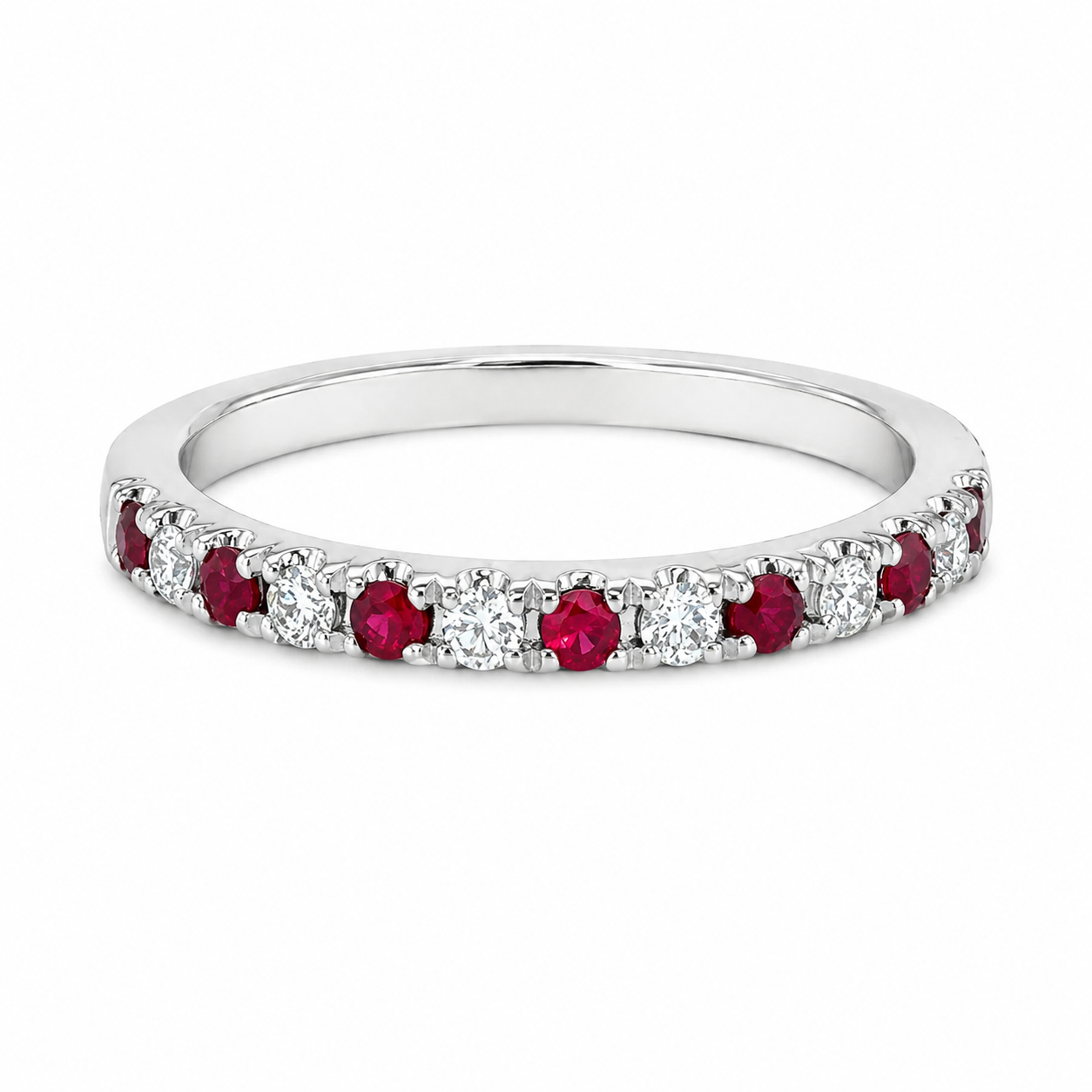 Alternating Ruby + Diamond Band