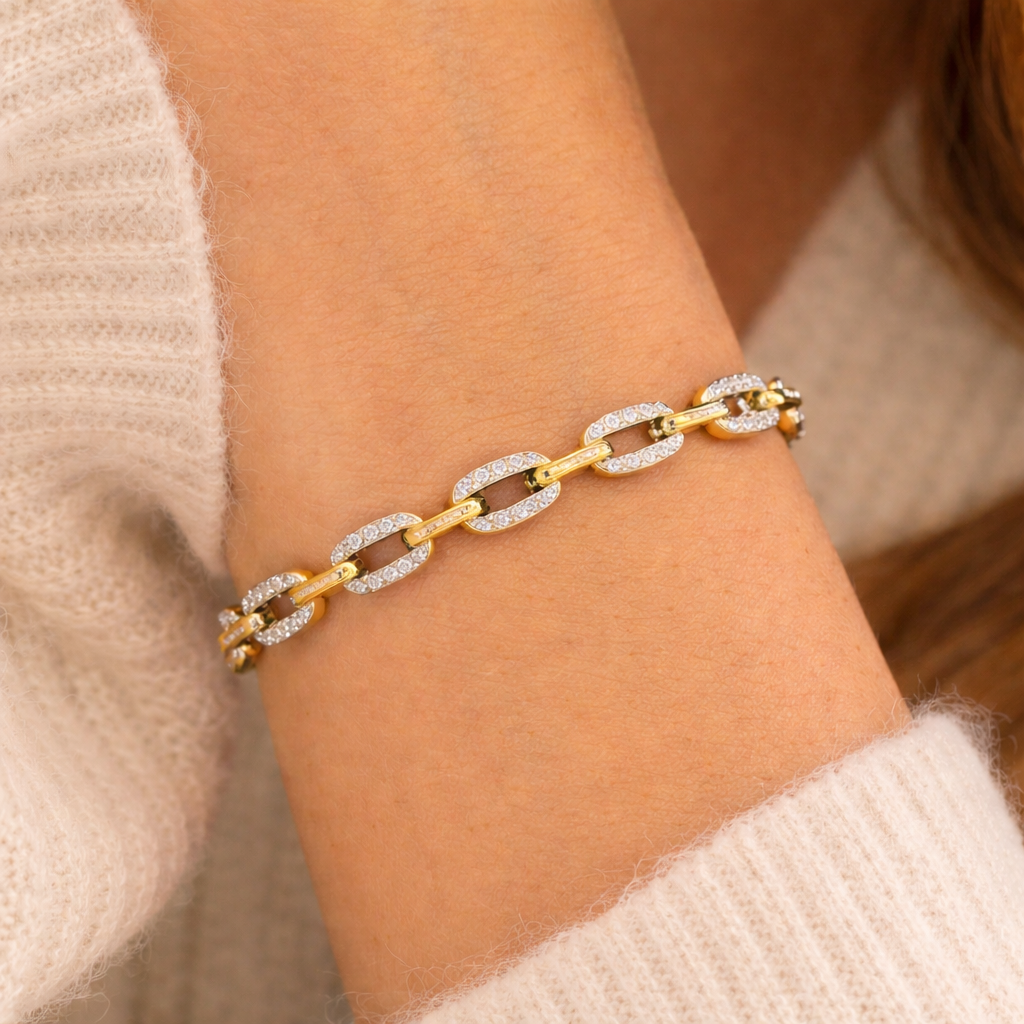 Two Tone Diamond Link Bracelet 2.png
