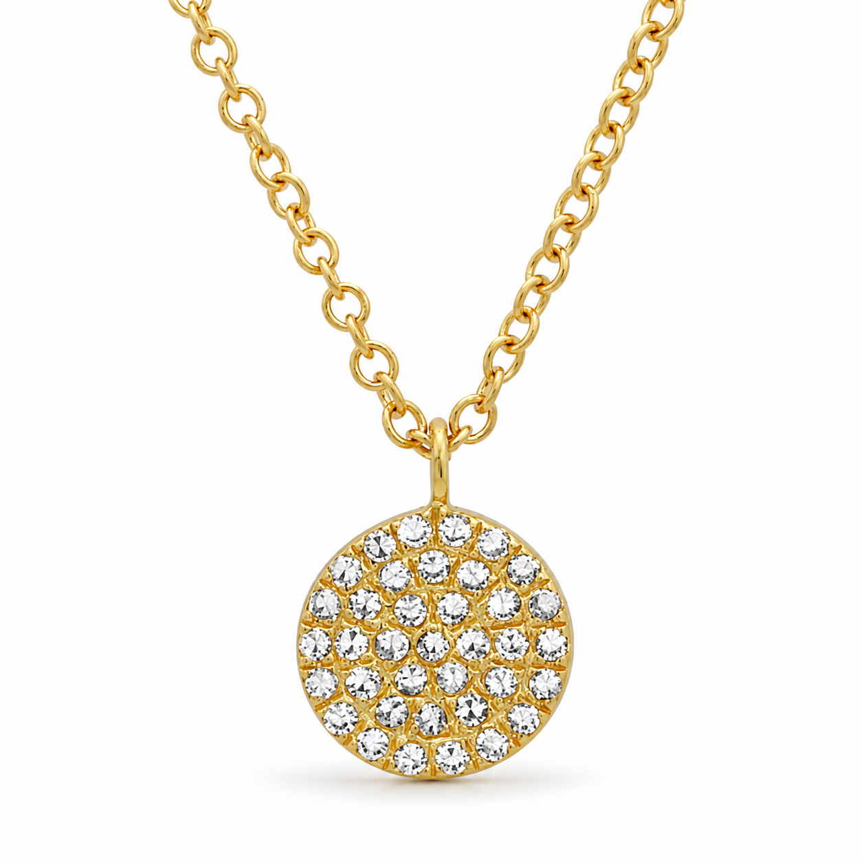 Dangle Diamond Disc Necklace