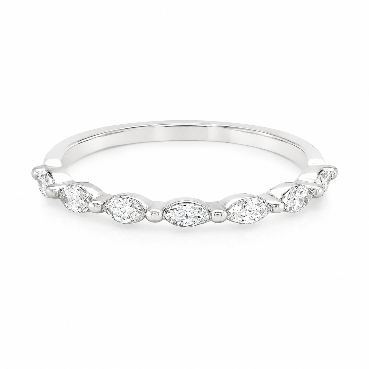 Single Shared Prong Marquise Diamond Half Band
