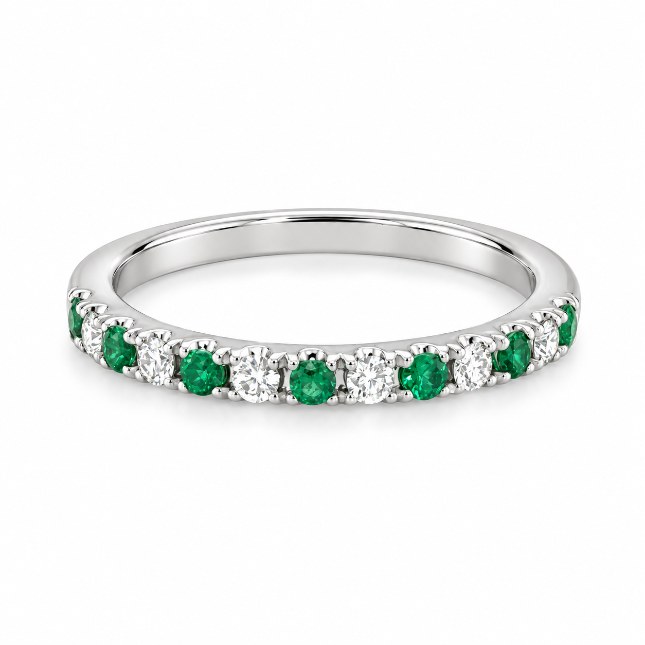 Alternating Emerald + Diamond Band