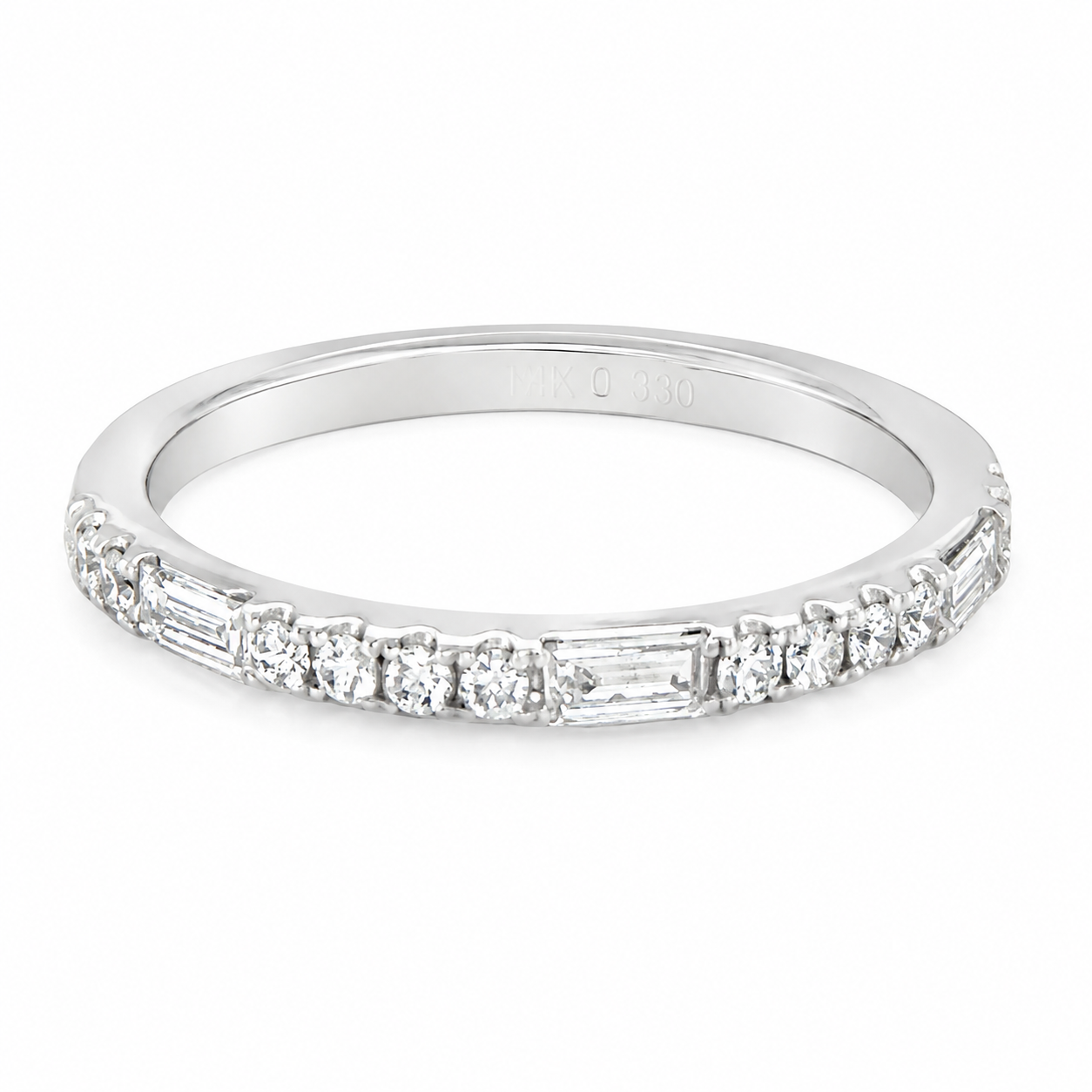 Prong Set Baguette + Round Diamond Half Band