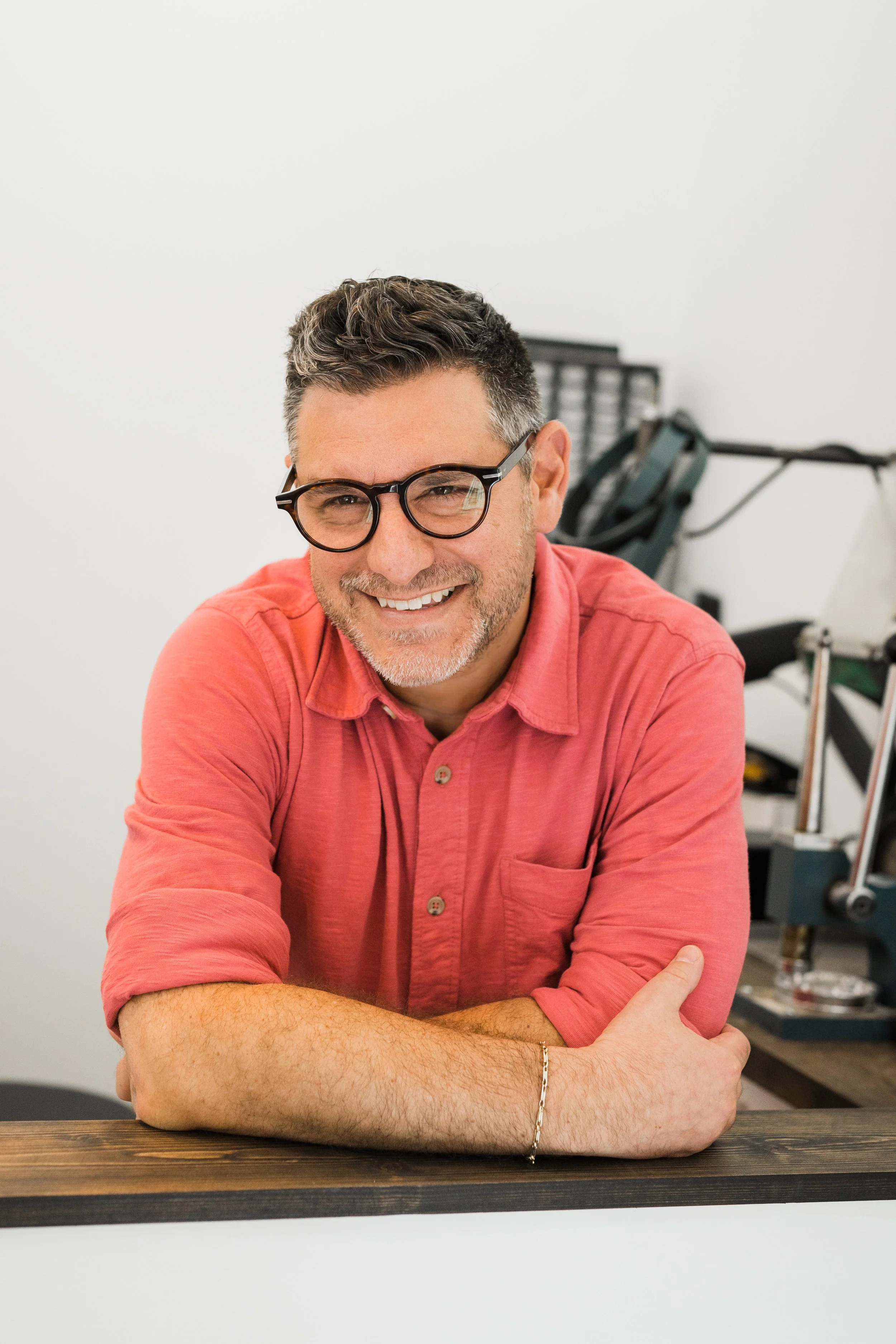 A photo of Jamie Jaffe at his workbench working on custom jewelry design at Brilliant Fine+Custom Jewelry in Roswell, GA