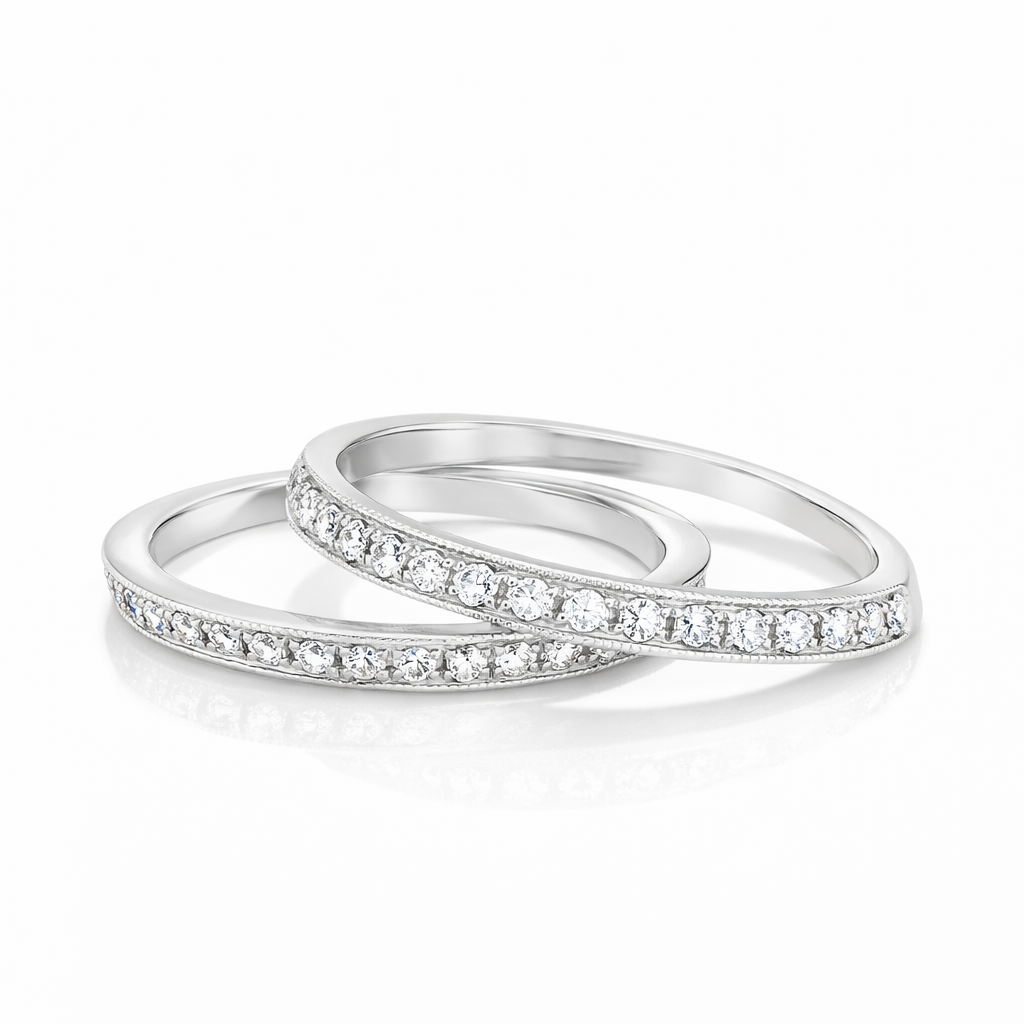 Angled Bead Set Diamond Half Band Set