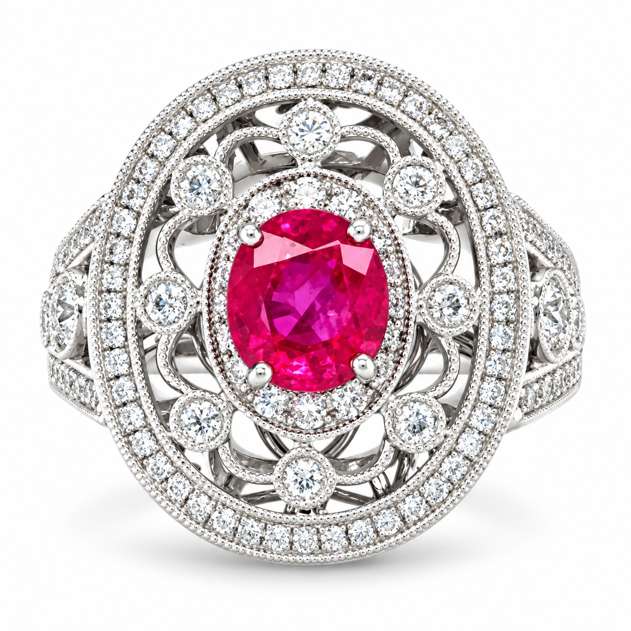 Ruby + Diamond Filigree Ring