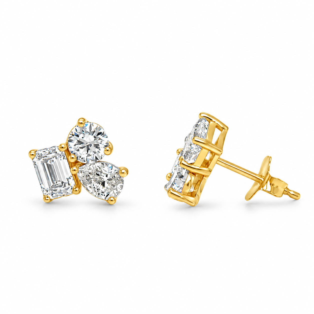 Lab Grown Diamond Cluster Stud Earrings