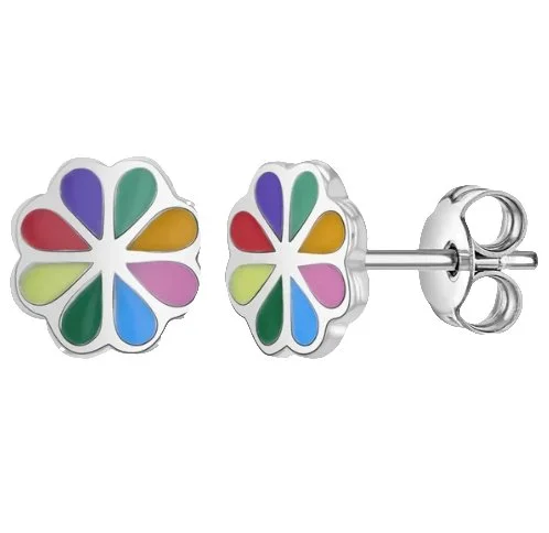 Colorful Pinwheel Enamel Stud Earrings
