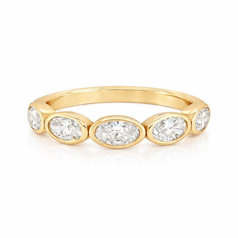 Lab Grown Five Stone Bezel Set Oval Band