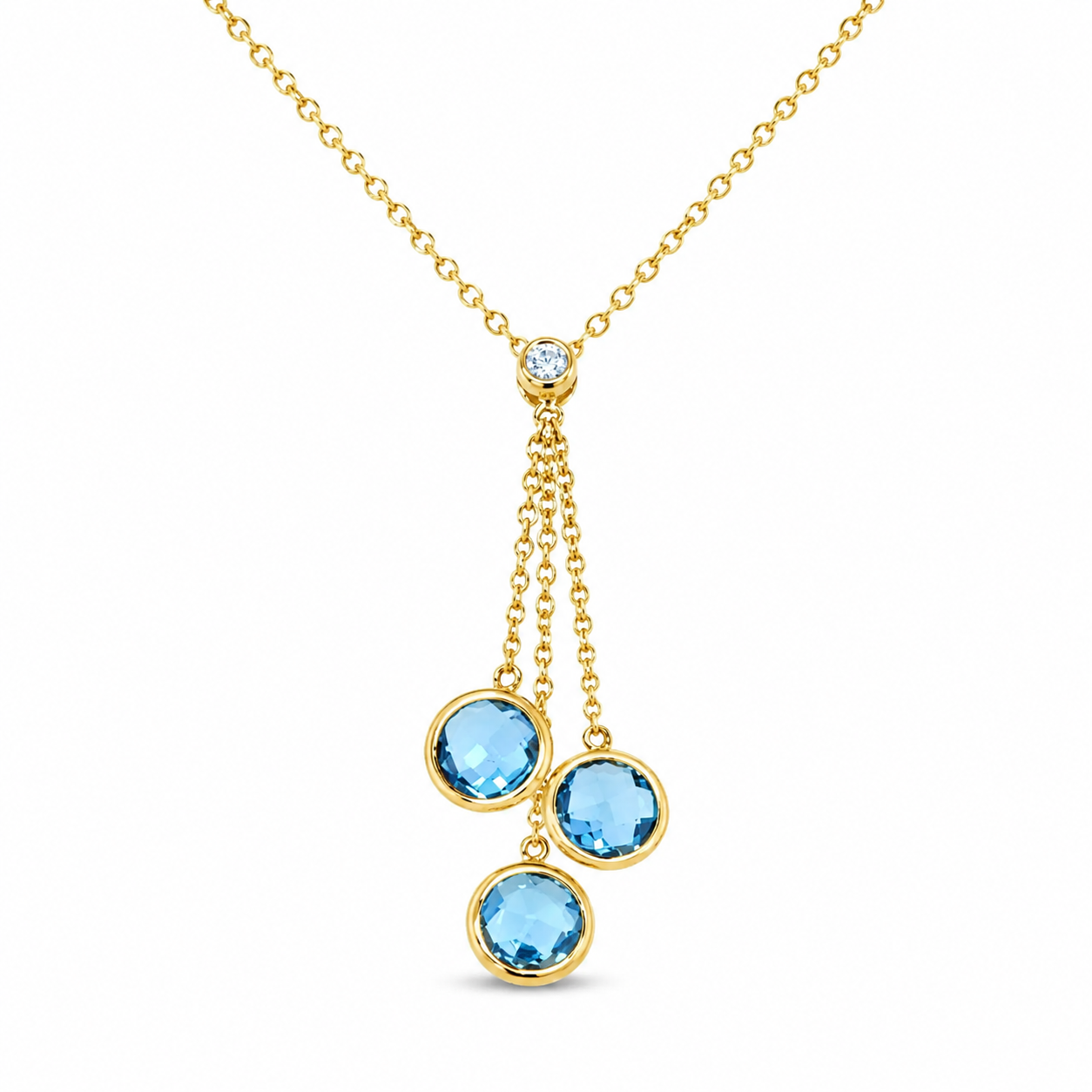 Triple Dangle Blue Topaz Necklace