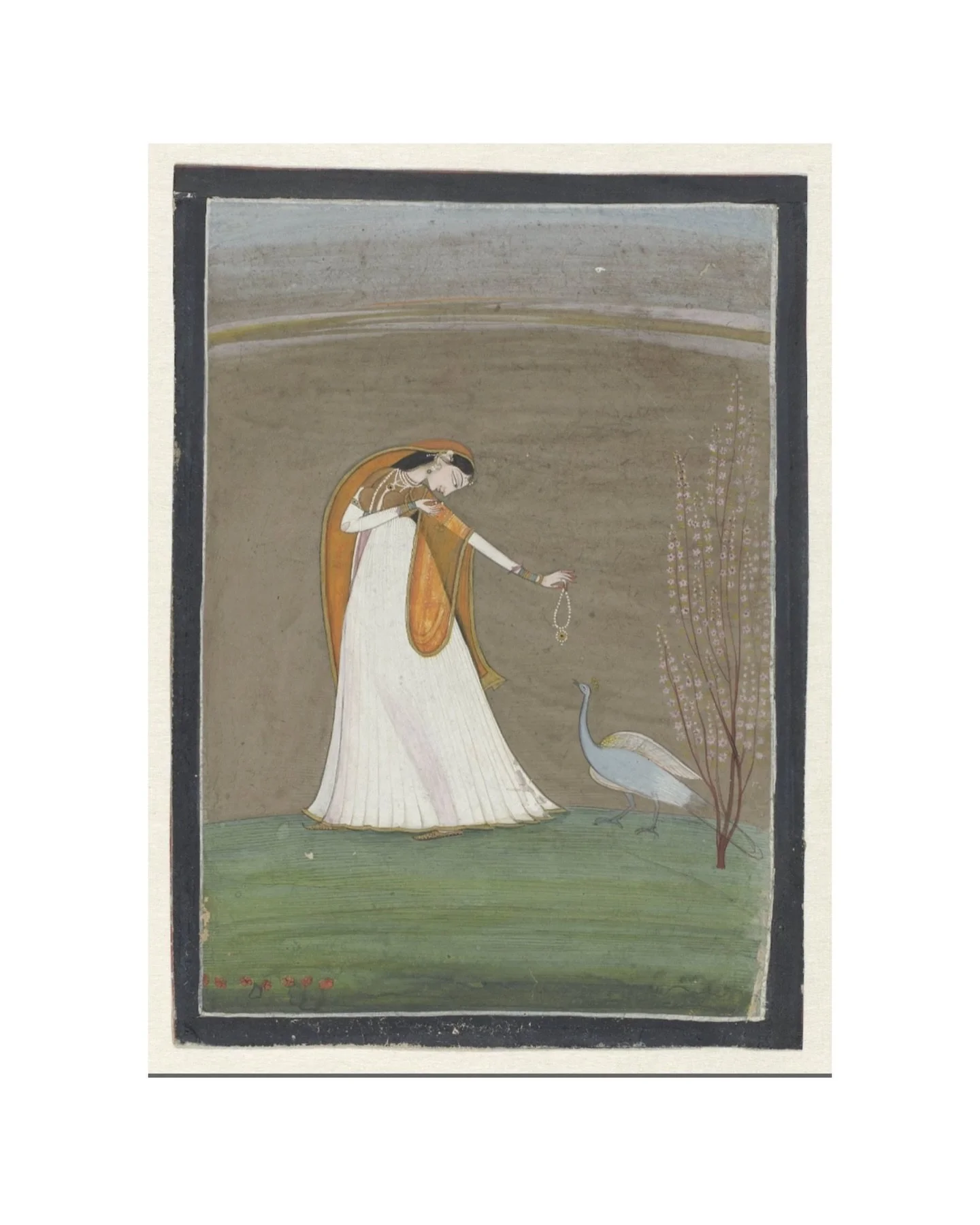 woman with peahen | ਬੇਗਮ ਦੇ ਨਾਲ ਮੋਰਨੀ 

circa 1795-1805

unknown artist