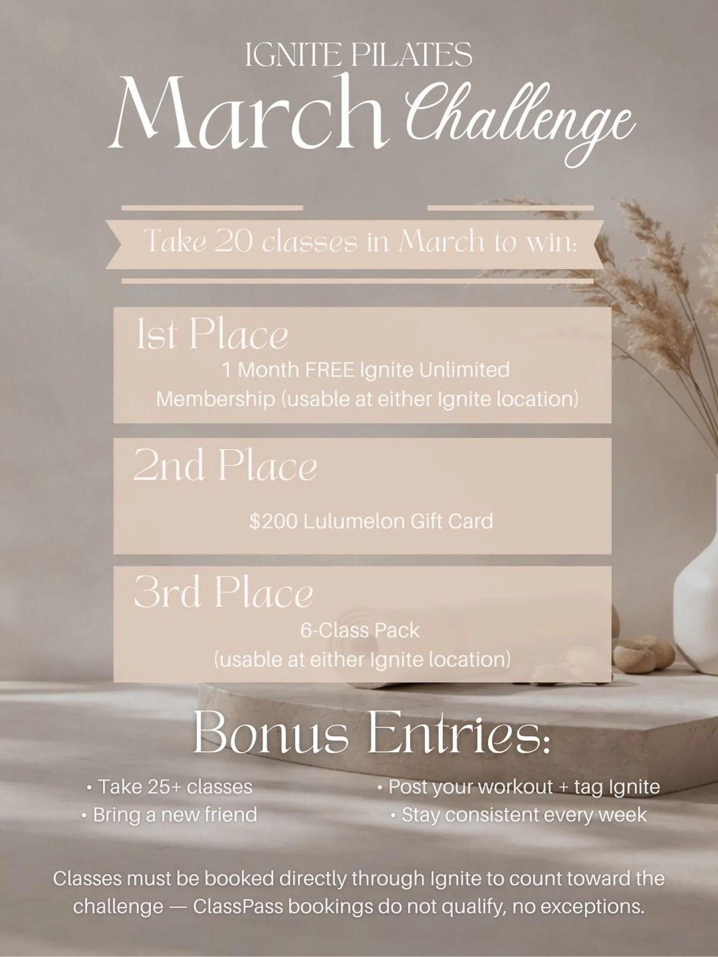 🔥 IGNITE MARCH CHALLENGE 🔥

Spring is coming&hellip; and we&rsquo;re resetting together.
This is your sign to stay consistent, feel stronger, and show up for yourself all month long.

Take 20 classes in March and commit to becoming your strongest, 