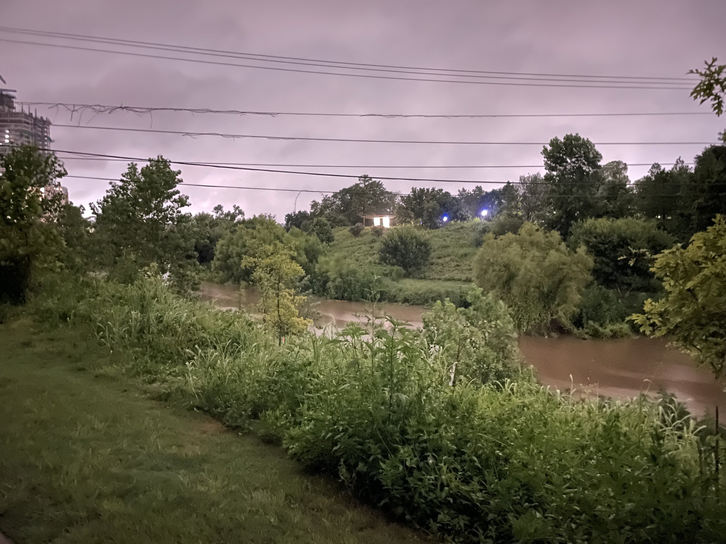 The night before Hurricane Beryl hit. Buffalo Bayou , Houston, Texas. July, 2024