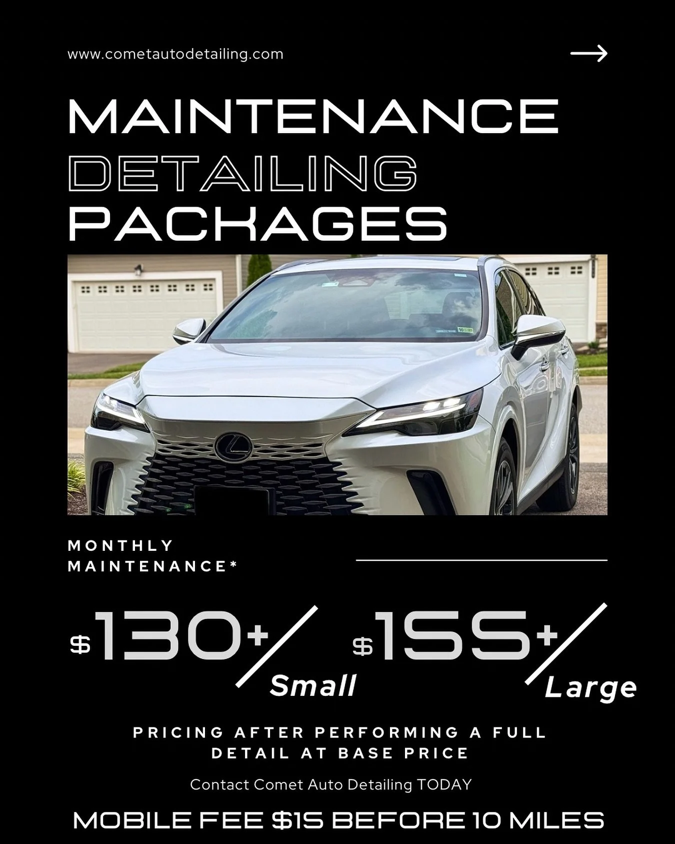 π₯ NEVER let your car fall off again. π₯
Keep that fresh-detailed look all month long with our Comet Monthly Maintenance Packages! πβ¨
β
Hand Wash & Gloss
β
Interior Refresh & Vacuum
β
Wheels & Tires Cleaned
β
Premium Touch Every Time
?