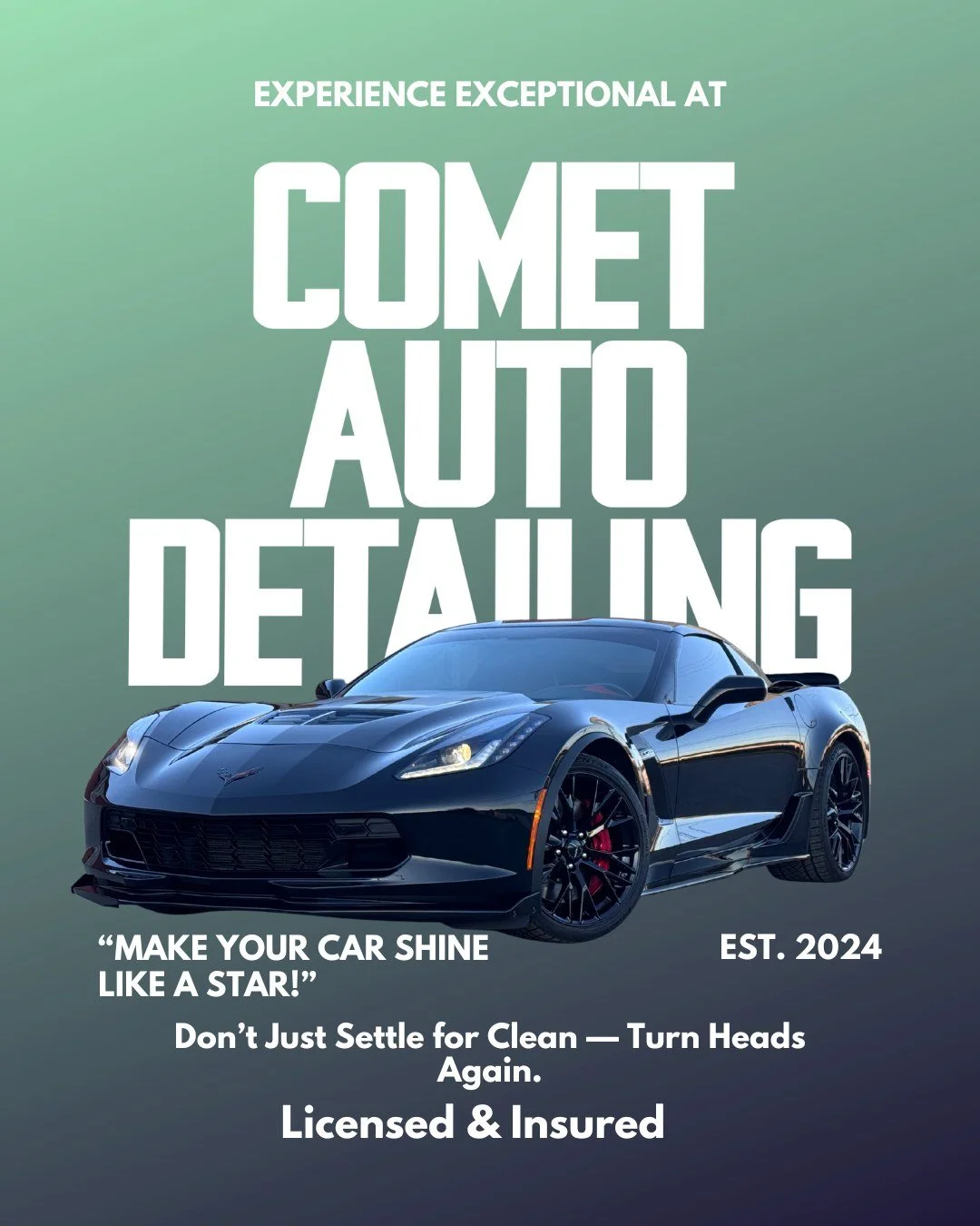 ✨🚗 Don&rsquo;t Just Settle for Clean &mdash; Turn Heads Again. 🚗✨

When you trust someone with your vehicle, you deserve more than just a quick cleanup &mdash; you deserve professional care backed by protection and accountability.

At Comet Auto De