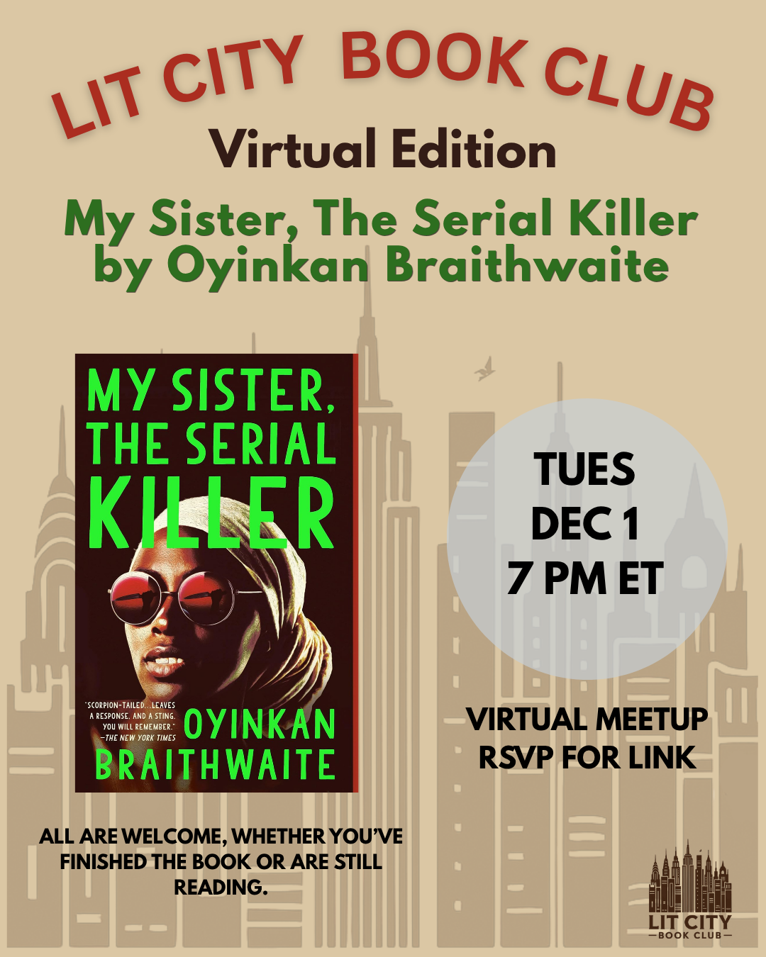 Virtual Book Club - My Sister, The Serial Killer