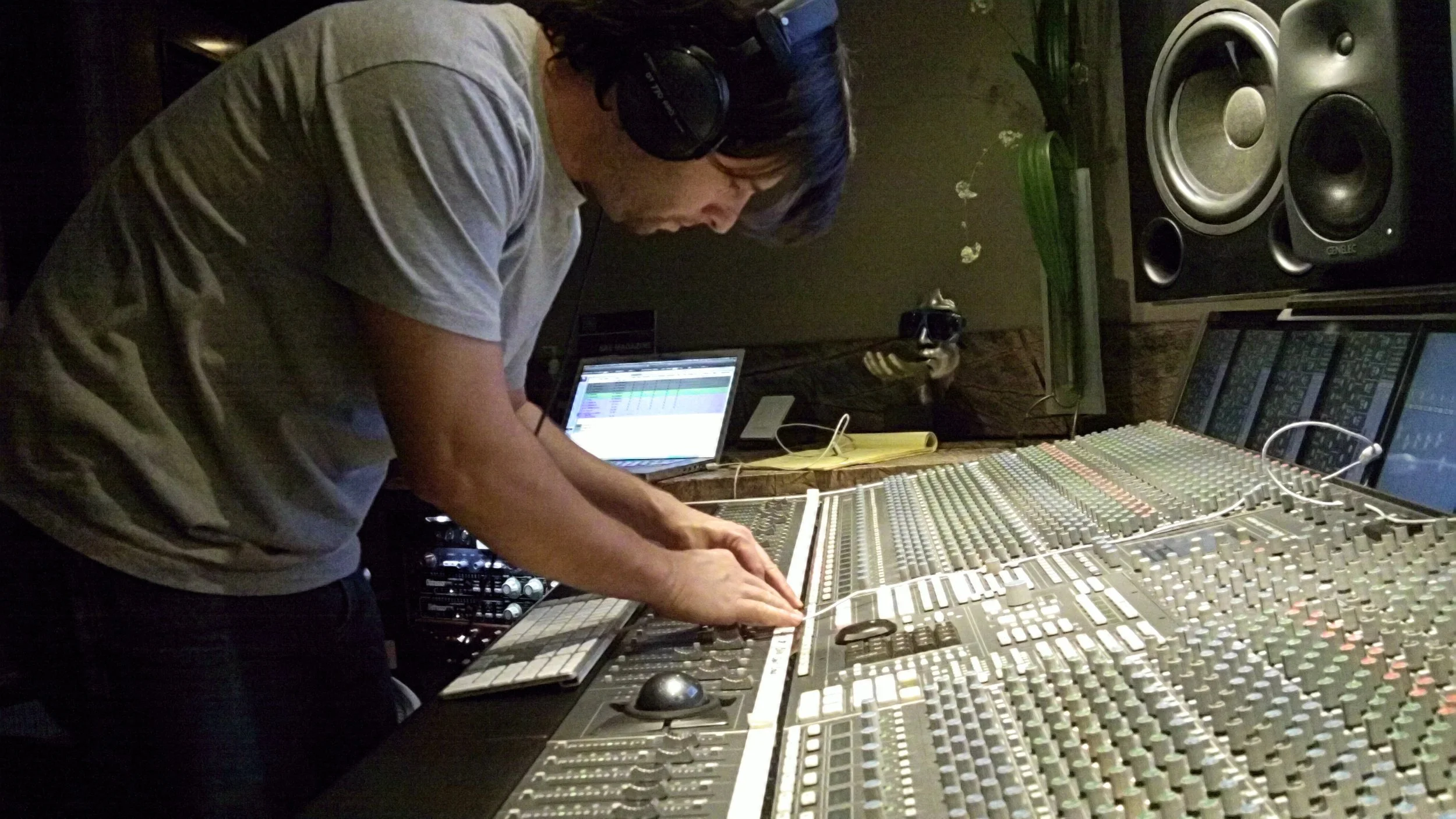 Vincent DiPasquale mixing on the 48 channel SSL Duality at Vanquish Studios. This session was open of the first sessions at Vanquish Studios. 