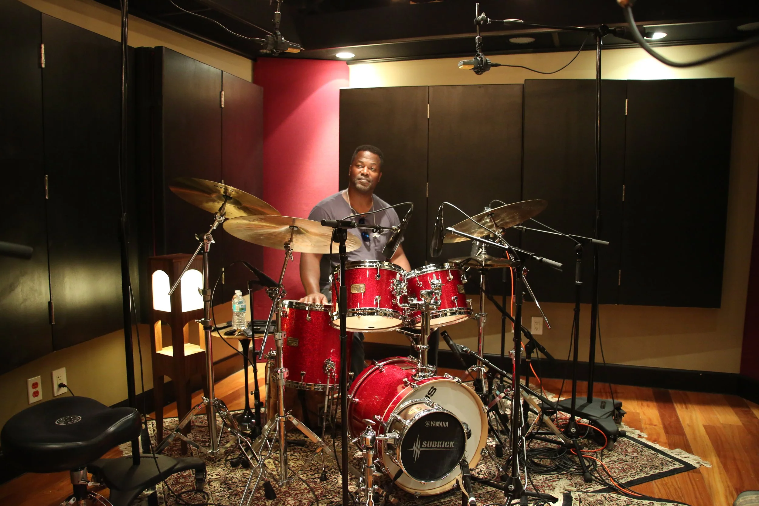 Jonathan Joseph recording drums at Vanquish Studios. 
