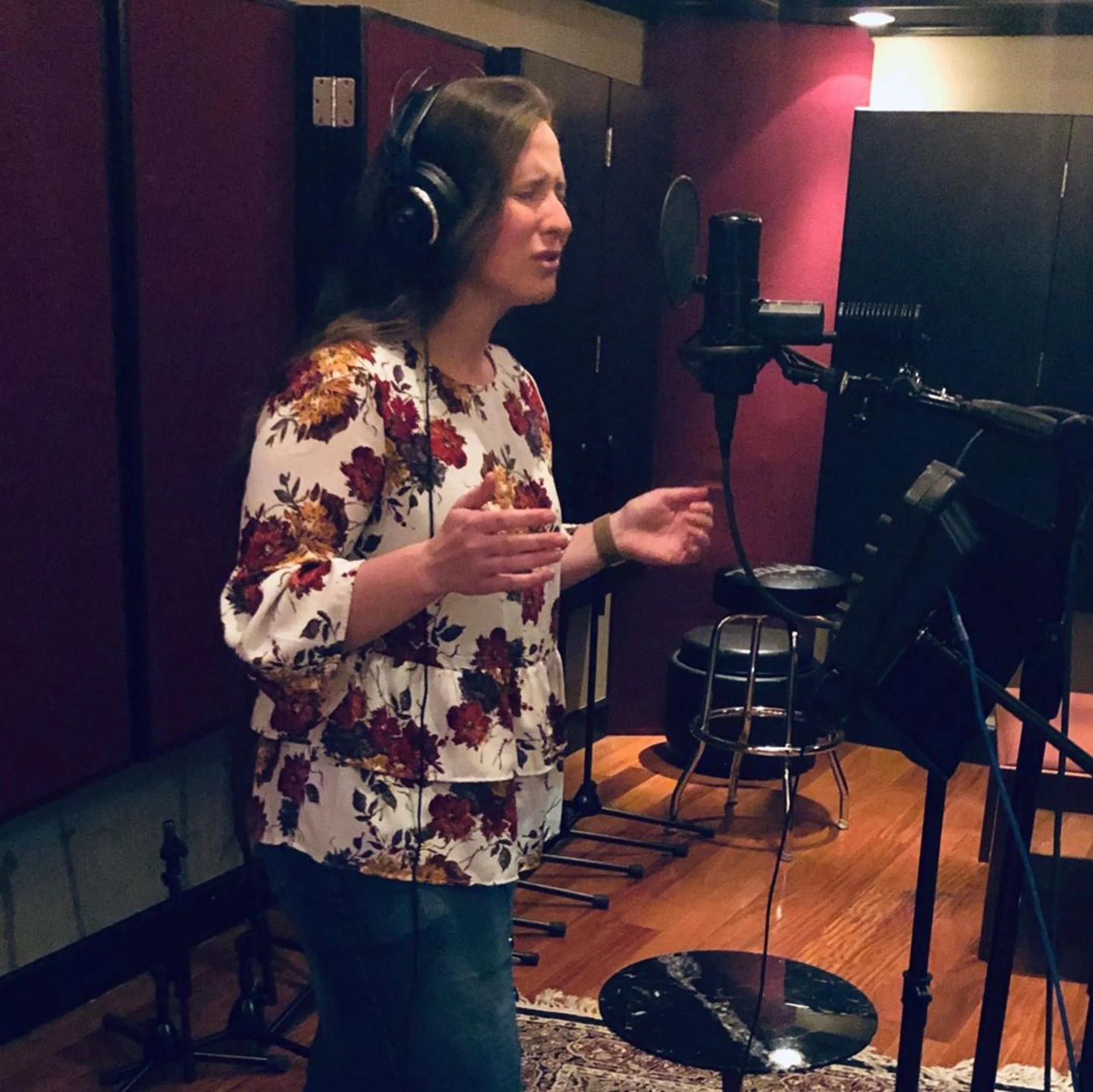 Michala working at Vanquish Studios on her original music. 