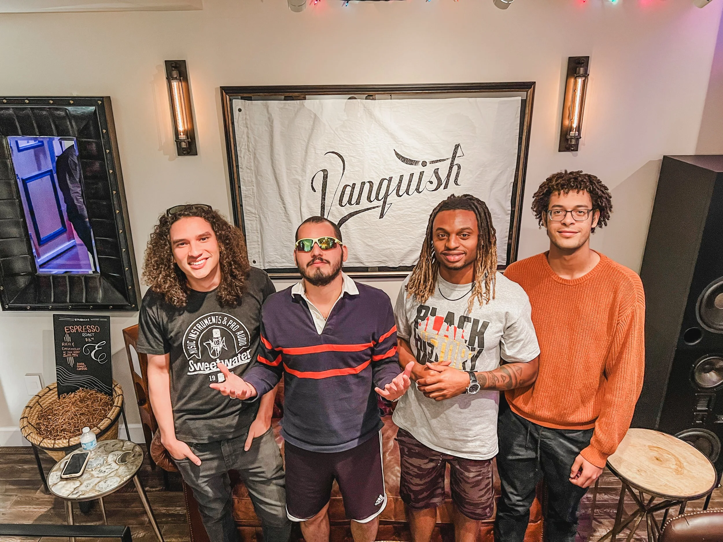 Rock band recording at Vanquish Studios