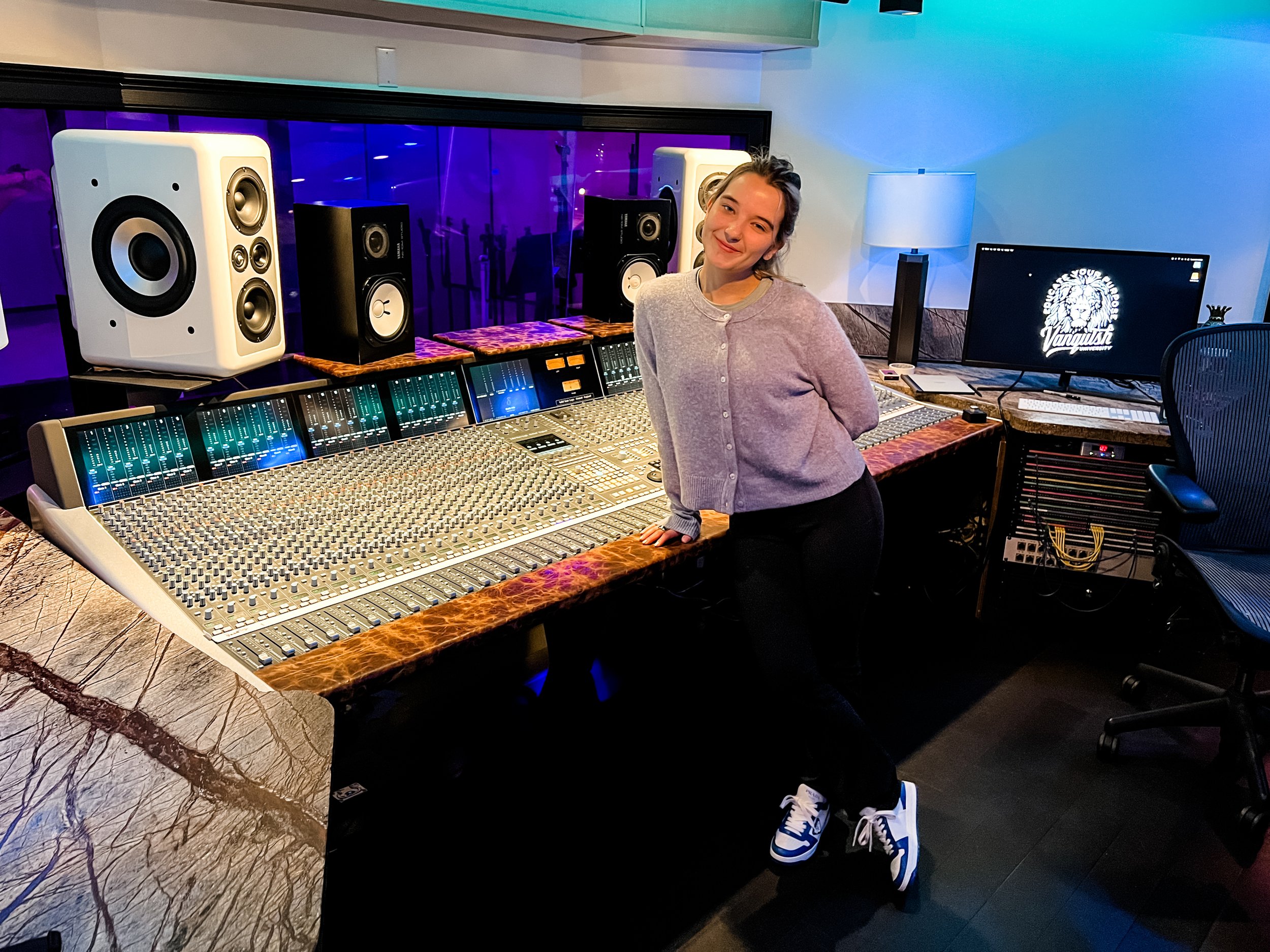 Dani Stocksdale working at Vanquish Studios on the SSL Duality 