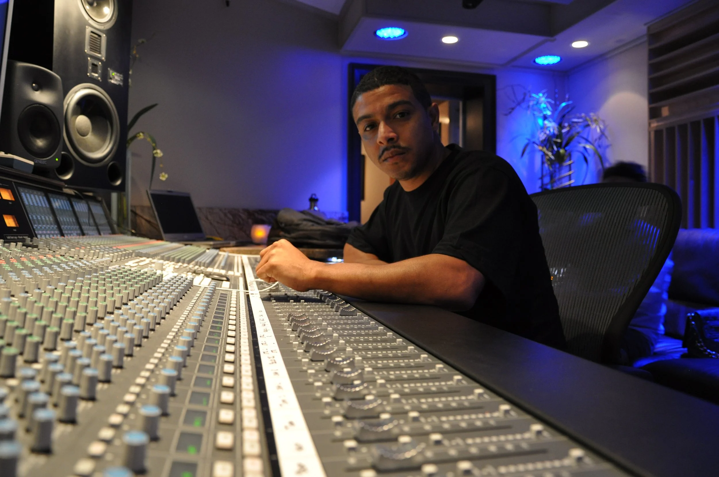 Engineer Joseph Tony Morales working at Vanquish Studios on the SSL Duality 
