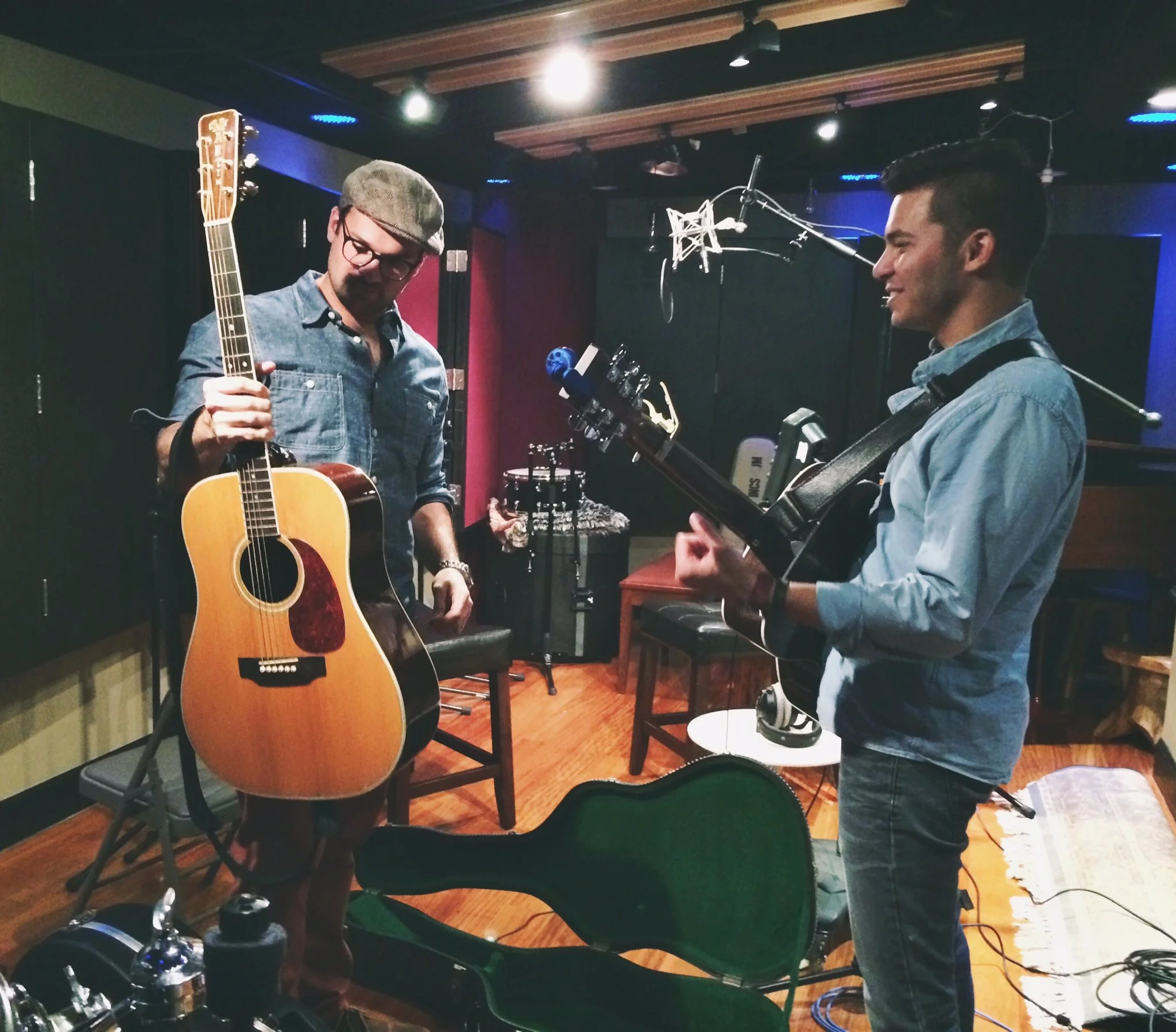 Joseph Salamida and Brandon Marin working at Vanquish Studios on Martin Guitars