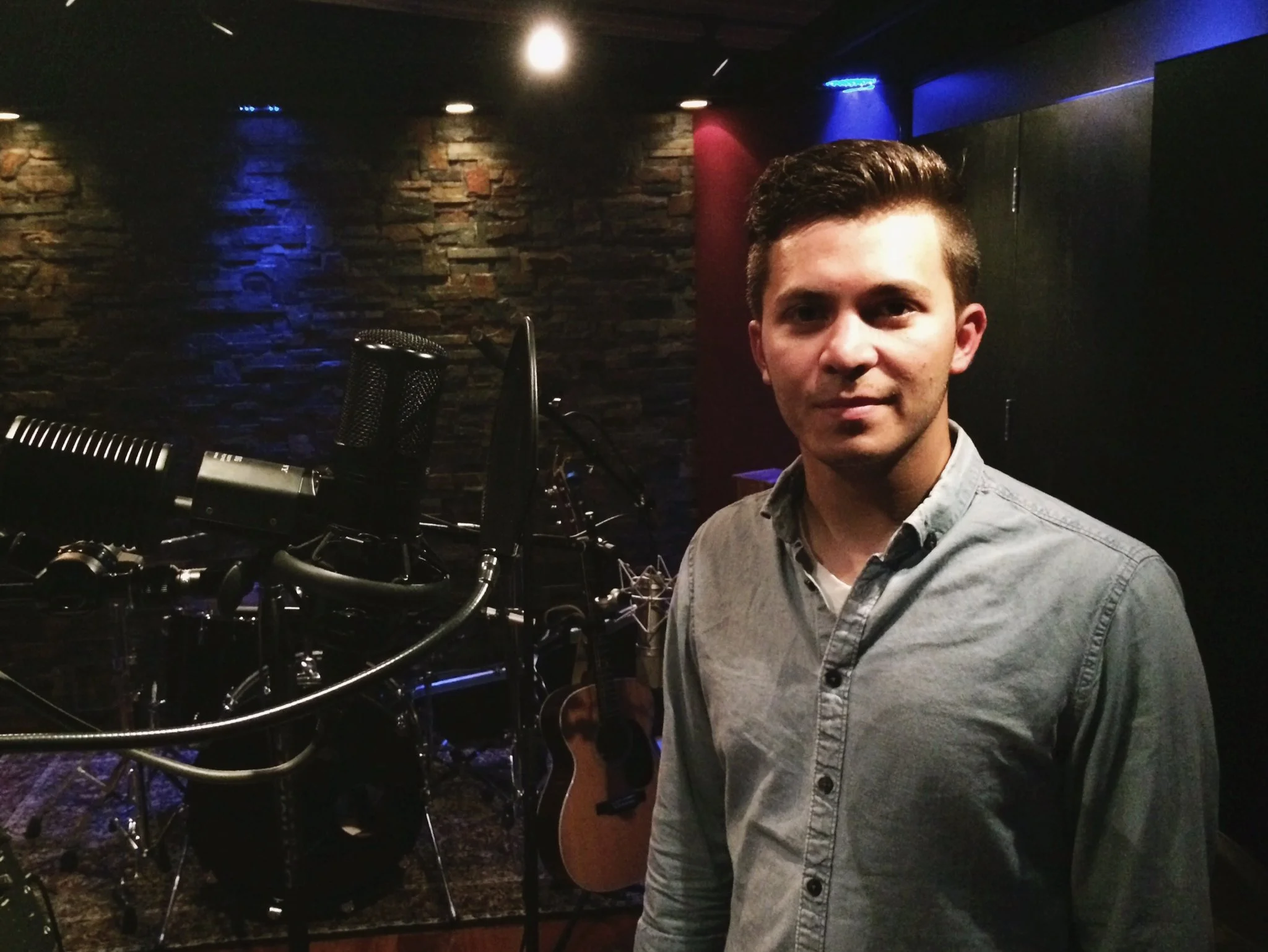 Brandon Marin recording at Vanquish Studios on the Sony C800g 