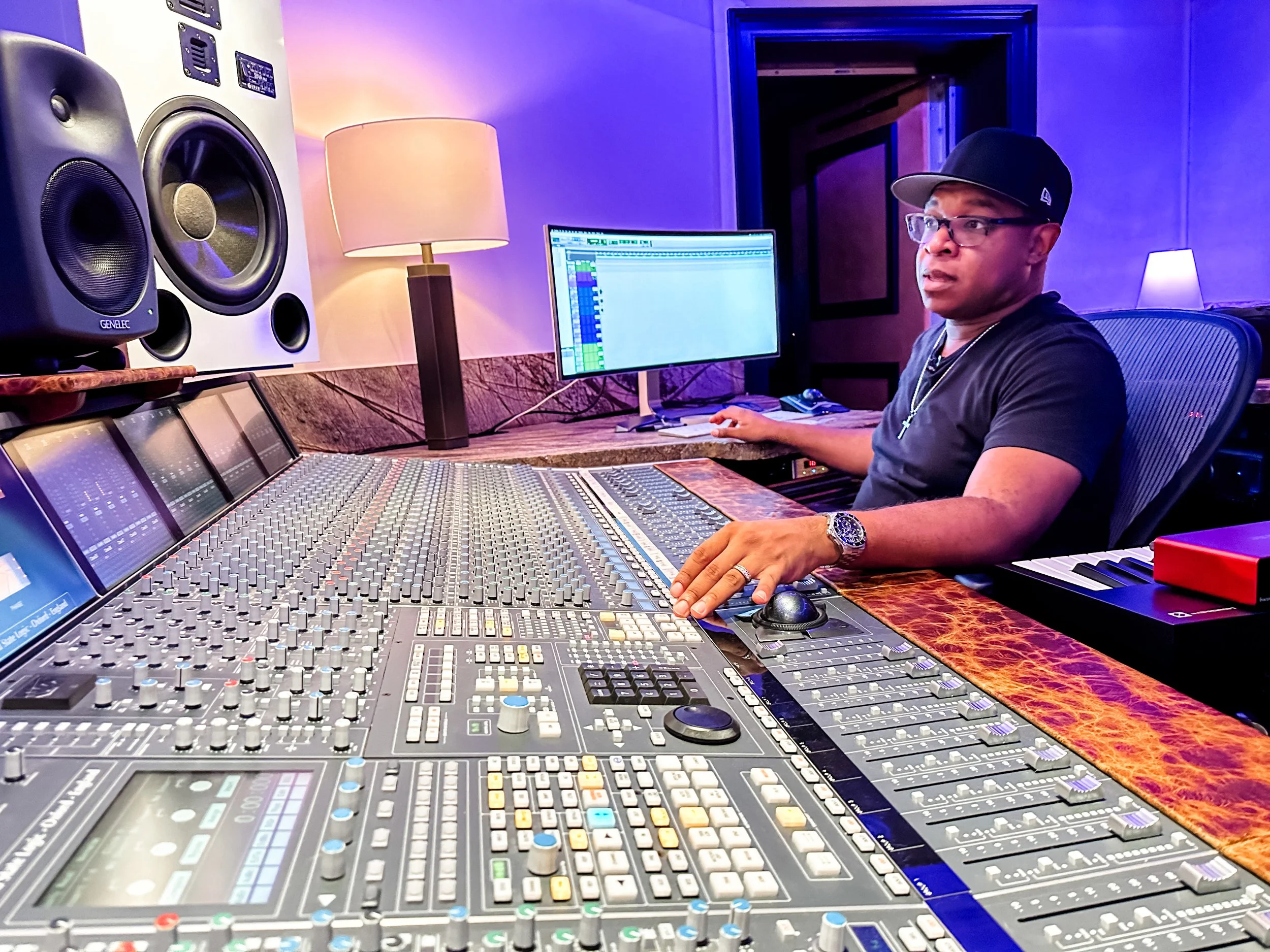 Kristen Dentley at Vanquish Studios recording his album on the Solid State Logic Duality. 