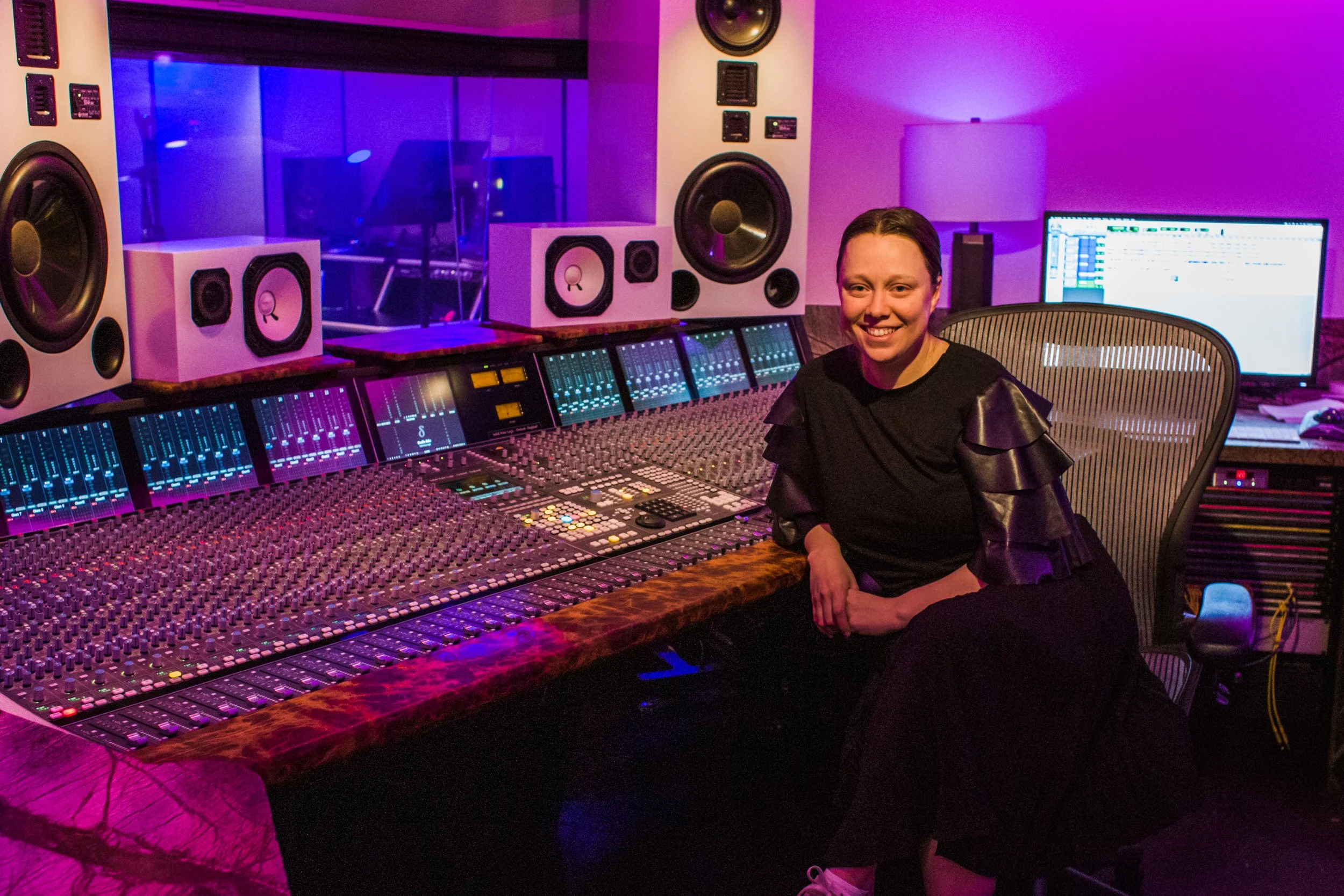 Recording artist Brittani Scott visiting Vanquish Studios for overdubs on the SSL Duality. 