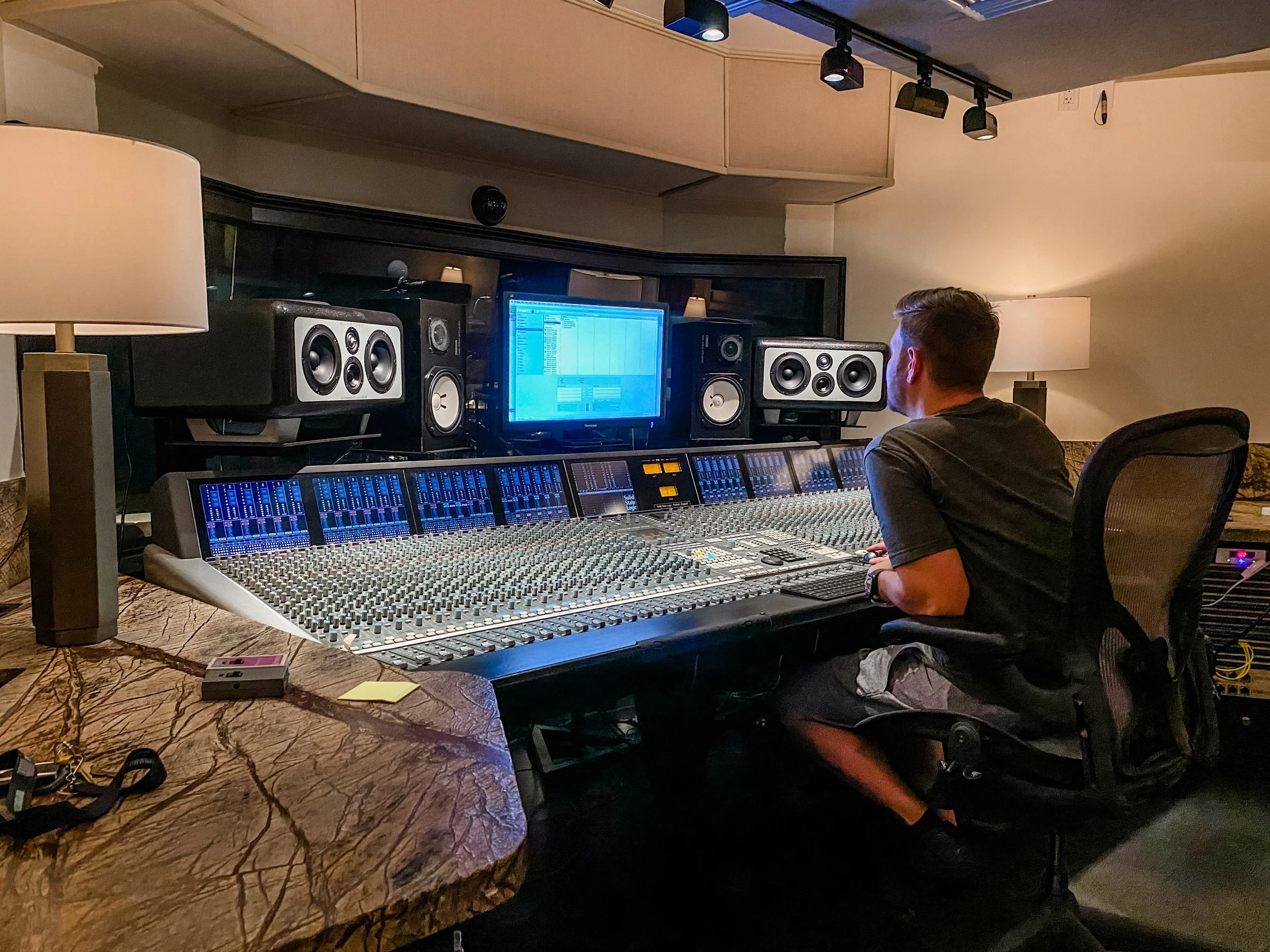 Tommy working at Vanquish Studios on the SSL Duality 