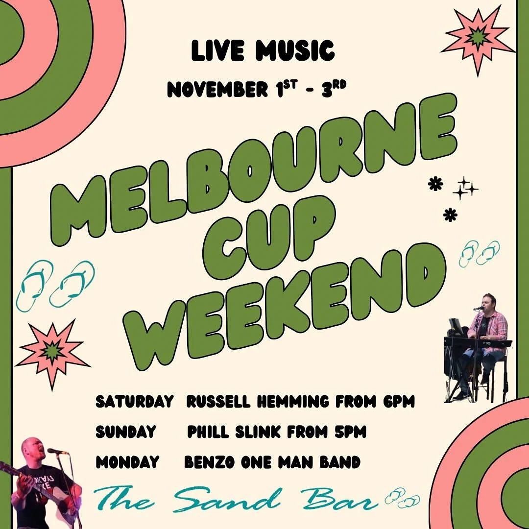 Our line up for next weekend!  Live music Saturday, Sunday and Monday.