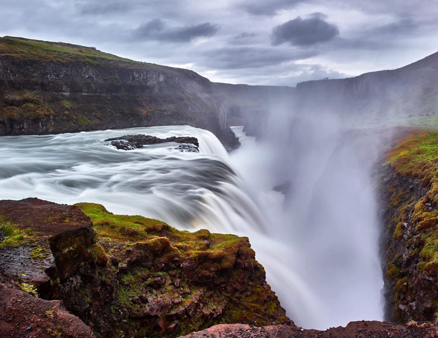 Gulfoss Waterfall Stormy Day Photo Print