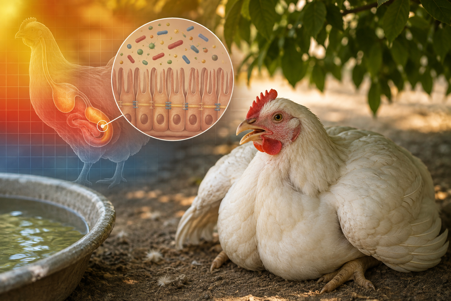 Heat Stress in Chickens: Physiology, Panting, and Gut Health