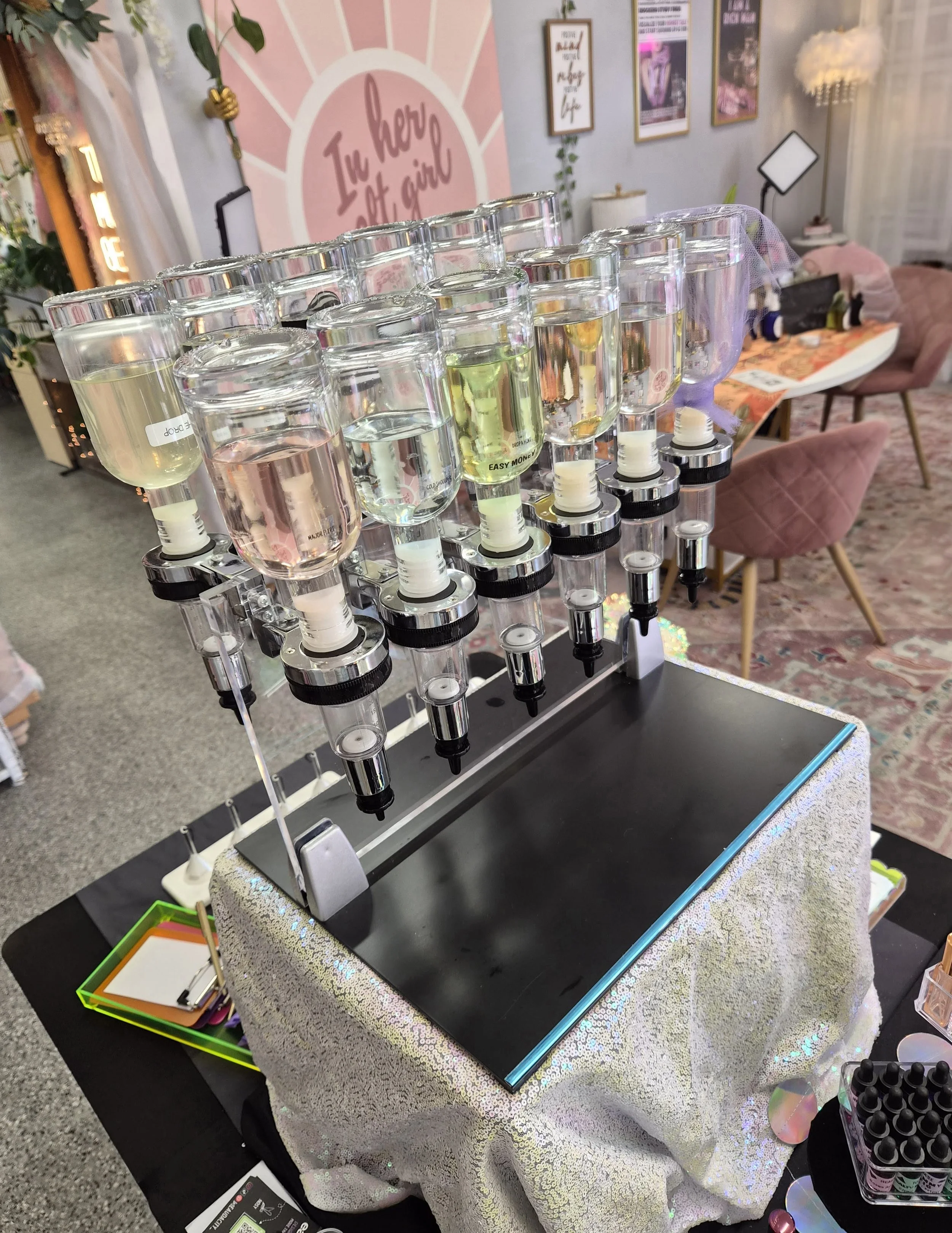 Dispensers of a perfume bar special events