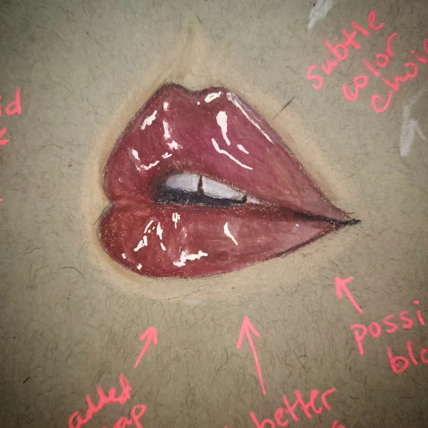 Drawing of Lips with colored pencils