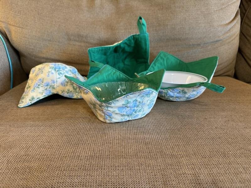 Blue Rose with Green Bowl Cozies