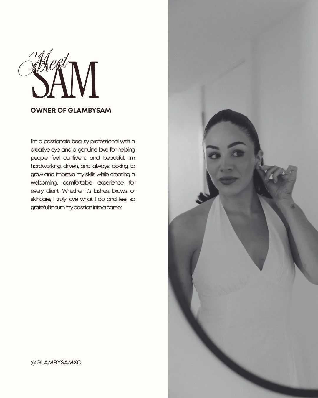 time to reintroduce myself&hellip;

heyyy girl, I&rsquo;m Sam!!✨🫶🏼 the owner of GLAMBYSAM! I live and breathe all things beauty, from lashes to brows to makeup to skincare, and I&rsquo;m obsessed with helping people feel confident and fresh!

here 