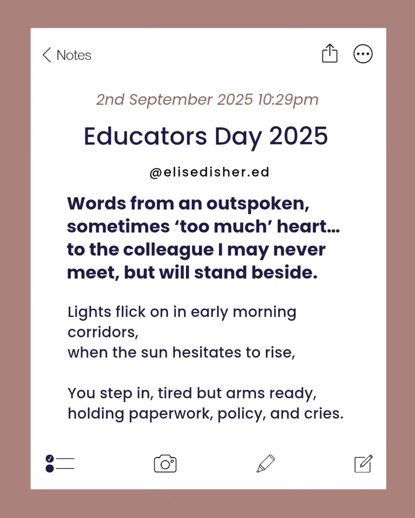 I can't sugar coat it this year. I hope this msg helps you feel seen and heard. 

Happy Educators Day to all the inspirational brain nurturers out there. Love to you all today and all days 

(Posting 11pm the night before, so hopefully, someone will 